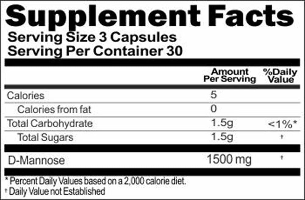 D-Mannose 1500mg Herbal Supplement 180 Capsules by Vitamins Because Z682966