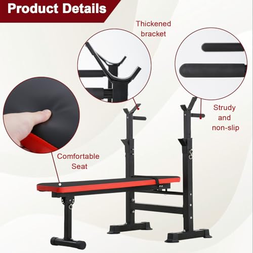 Adjustable Weight Bench with Squat Rack 660lbs Foldable W1620