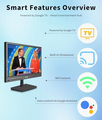 Feihe 17 inch Smart TV with Android OS, HD Flat Screen for Home, Kitchen, RV D112809