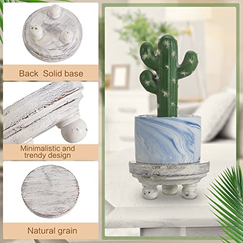 Set of 2 Mini Wood Risers for Decor Round Wooden Stand Farmhouse Brown E6802