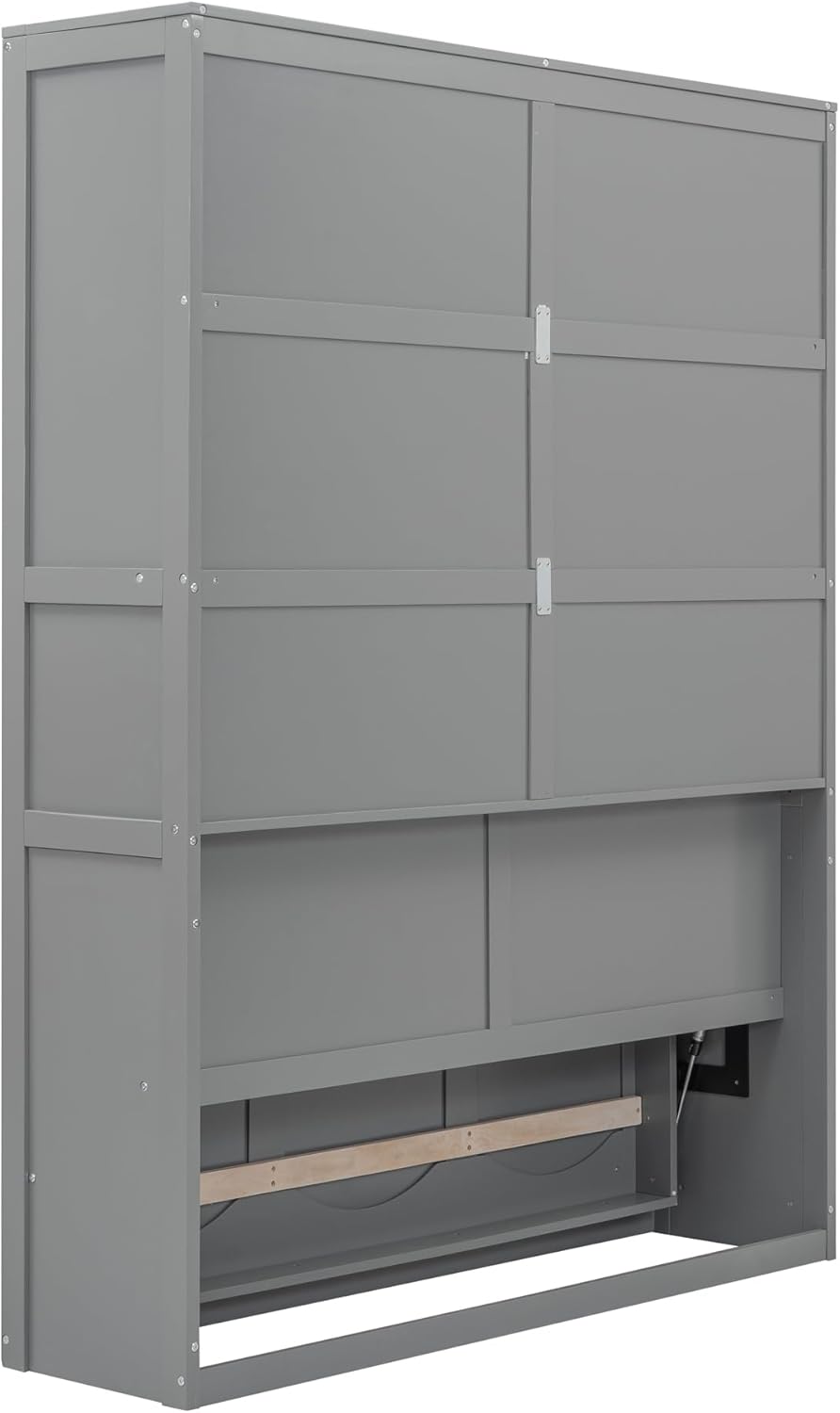Queen Size Murphy Bed with Shelves, Grey B560