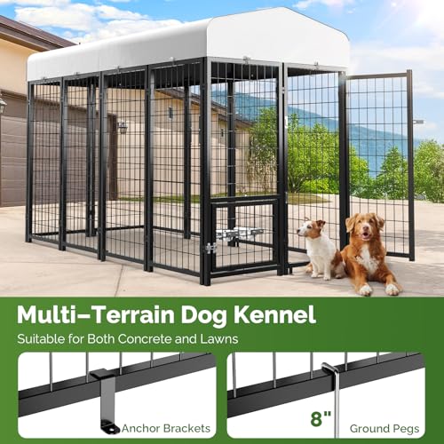 SINO LUBAN Outdoor Dog Kennel with Doggy Door, Heavy Duty Large Dog Pen E5768