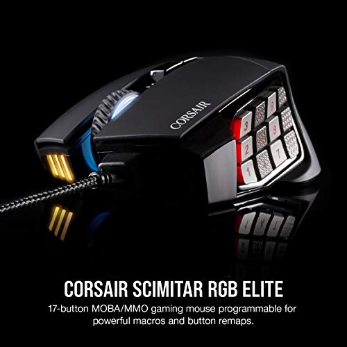 Corsair SCIMITAR RGB ELITE Gaming Mouse, 18,000 DPI, Black F130136