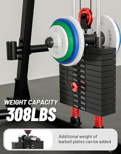 Mikolo Smith Machine 2200lbs Squat Rack with Lat Pulldown & Cable Crossover E219