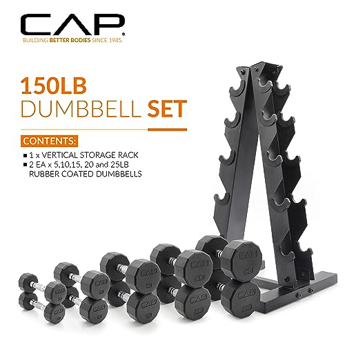 CAP Barbell Dumbbell Set with Rack 150lbs P25267