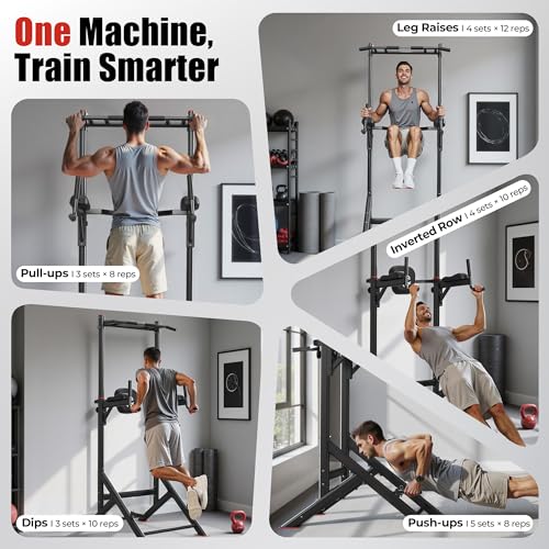 Sportsroyals Pull Up Bar Dip Station Power Tower Home Gym Strength Training Equipment R739989