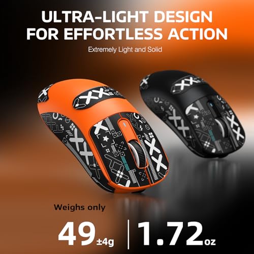 ATTACK SHARK X3 Wireless Gaming Mouse, 49g Ergonomic, PAW3395 26K DPI, White C238377