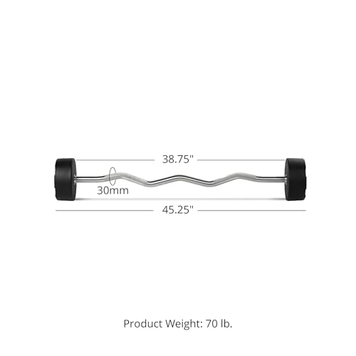 Titan Fitness Rubber Curl Fixed Barbells, Pre-Loaded Weight Bar Y406