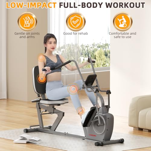 VANSWE Recumbent Exercise Bike with Arm Exerciser for Seniors Adults V646