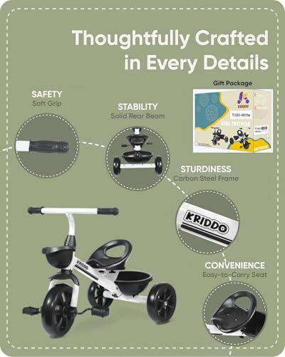 KRIDDO Kids Tricycle for Toddlers Age 2-5 Years, Blue P72011