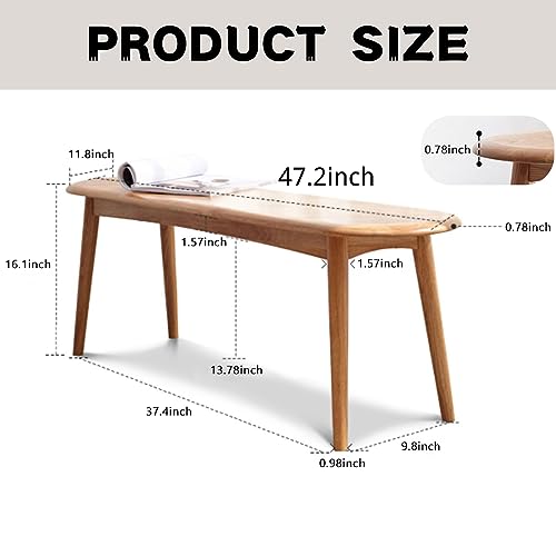 Solid Wood Dining Bench, Skinny Rectangular, Oak, 47.24 V679437