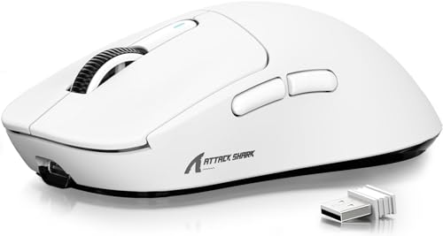 ATTACK SHARK X3 Wireless Gaming Mouse, 49g Ergonomic, PAW3395 26K DPI, White C238377