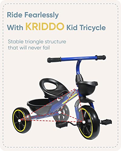 KRIDDO Kids Tricycle for Toddlers Age 2-5 Years, Blue P72011