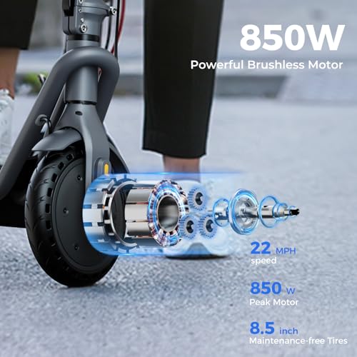 Jasion JS2/PRO Electric Scooter, 25 Miles Range, 22MPH Max Speed, 850W Peak Adult Escooter P831