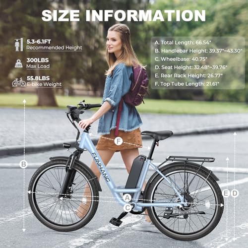 Electric Bike for Adults, 26" 1000W Peak City Cruiser Ebike, 48V Removable Battery O80999