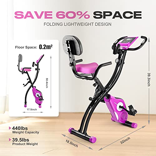 Foldable Exercise Bike with Adjustable Backrest and Pulse Sensor Z4685