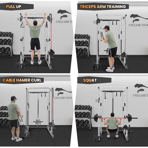 GaveeLife Power Cage 2000 LBS Power Rack with Cable Crossover and Lat Pulldown K642045
