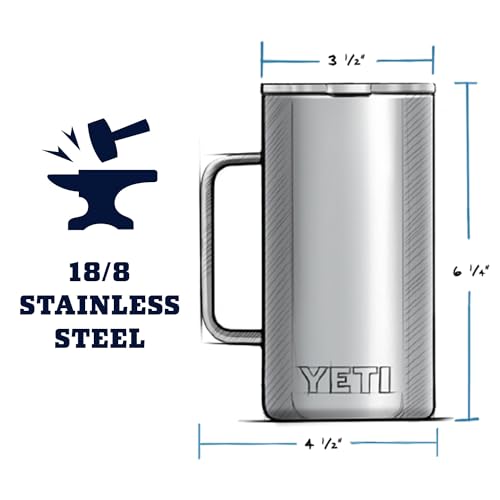YETI Rambler 24 oz Mug, Stainless Steel, Vacuum Insulated N160