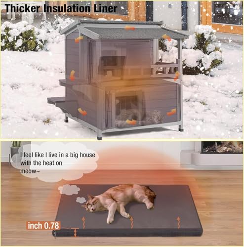Aivituvin Cat House Indoor 2 Story Feral Cat Shelter for Winter Outdoor Large B645914