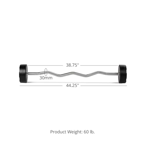 Titan Fitness Rubber Curl Fixed Barbells, Pre-Loaded Weight Bar Y406