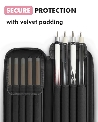 Pool Cue Case 4x5 with Pockets, Soft Padded Billiard Cue Bag A2212
