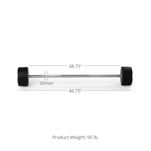 Titan Fitness Rubber Curl Fixed Barbells, Pre-Loaded Weight Bar Y406
