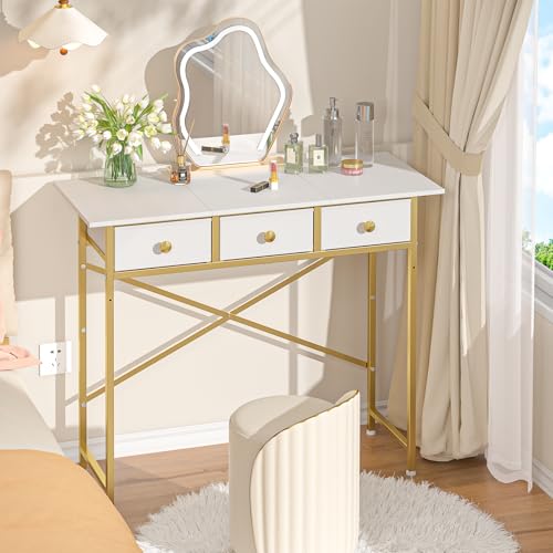 White Vanity Desk with Drawers for Kids Bedroom, 31.5 Inch J2831