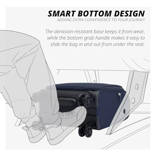 Verage Under Seat Luggage with Wheels, Softside Spinner Carry On, Navy 14-Inch A51804