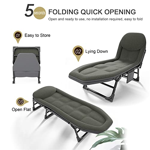 GeRRiT 3 in 1 Folding Camping Cot Bed, 5 Positions Adjustable Lounge Chair X23336