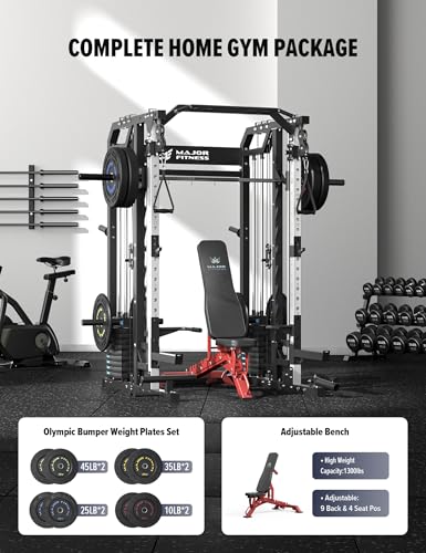 Major Fitness Smith Machine Drone2 Premium All-in-One Home Gym with Aluminum Pulley Set J82580