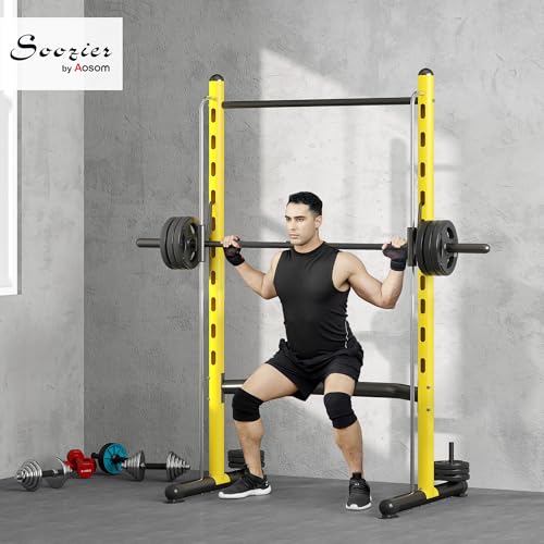 Soozier Squat Rack with Pull-Up Bar, Adjustable Power Rack for Home Gym I377