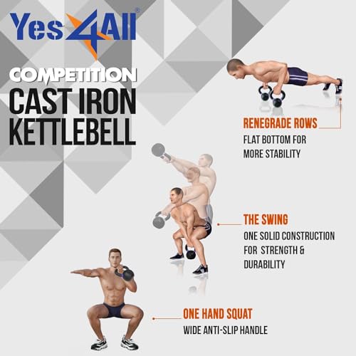 Yes4All Powder Coated Cast Iron Kettlebell Weight Set for Home Gym N15817