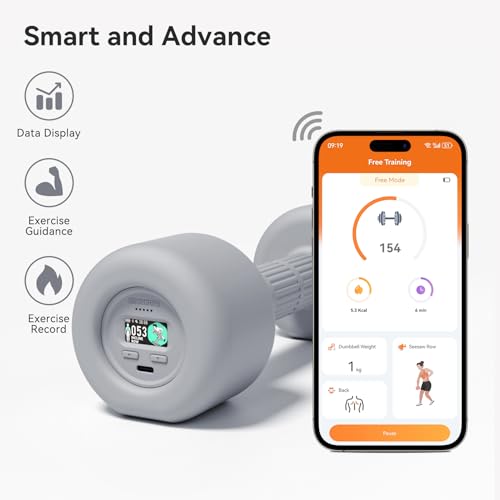 Smart Dumbbells Set with Speaking Display - Home Gym Exercise Equipment - Set of 2 C53647
