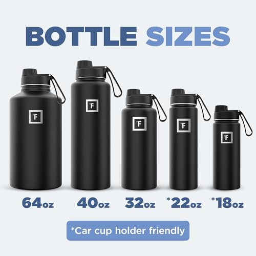 IRON °FLASK Stainless Steel Insulated Water Bottle with 3 Lids, 40 oz U19688