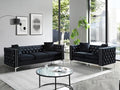 2 Piece Living Room Furniture Sofa Set,Velvet Couch and Loveseat Sets,Jeweled Button Tufted Chesterfield Sofa,Modern muebles para la sala for Living Room,Bedroom,Office(Loveseat+3 Seater,Beige)