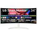 LG 34SR63QA-W 34 inch Smart Curved Monitor with Streaming TV, QHD 1440p, UltraWide Screen, USB Type-C 65W PD, 1800R, webOS, HDR10, 100Hz, Built-in Speaker, AirPlay2, Screen Share, Bluetooth, White