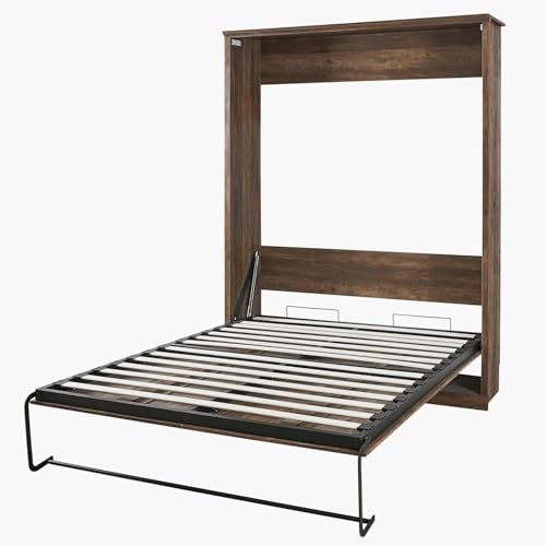 MERITLINE Queen Murphy Bed with Storage Bookcase and Charging Station E996