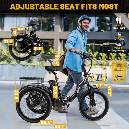 Triker Electric Bike Folding Trike Ebike, 750W Motor, 468Wh Battery, Step-Thru 3 Wheel Tricycle for Adults X7056