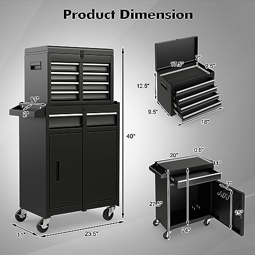 Goplus 5-Drawer Rolling Tool Chest with Lockable Wheels, Gray Z601390
