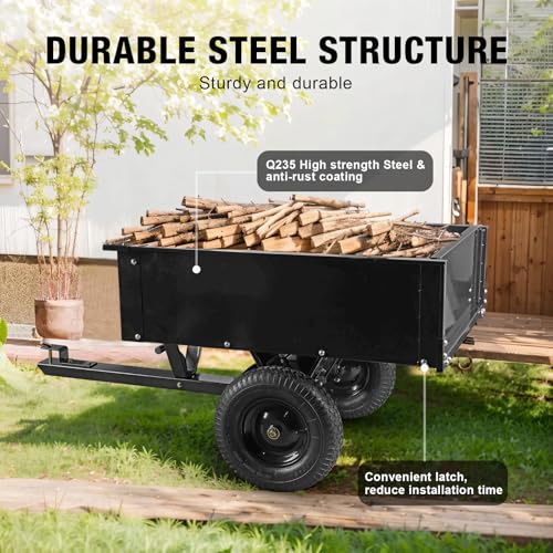 BIG RED Heavy Duty ATV Trailer Steel Dump Cart 450lbs 10 cu.ft Z28713