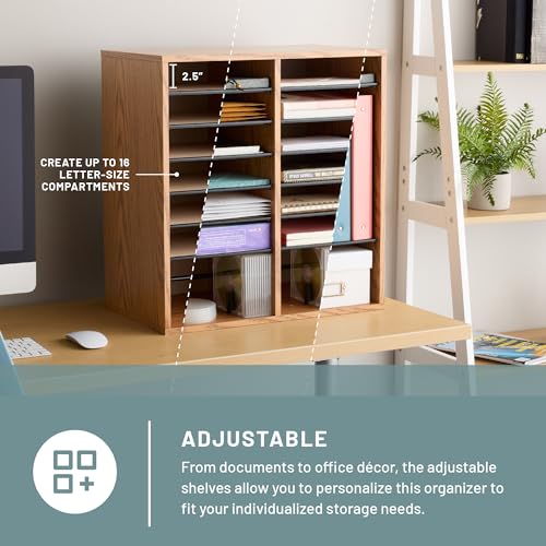 Safco Wooden Paper and Mail Organizer, Adjustable Shelves, Stackable B285