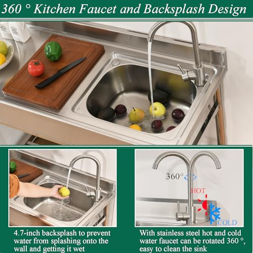 Stainless Steel Freestanding Utility Sink with Faucet L128