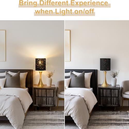 Dimmable Bedside Lamp with Touch Control, Beige Shade, LED Bulb Included S148