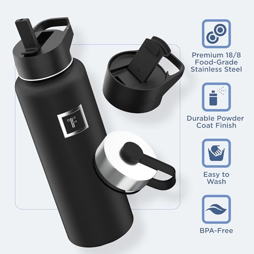 IRON °FLASK Stainless Steel Insulated Water Bottle with 3 Lids, 40 oz U19688