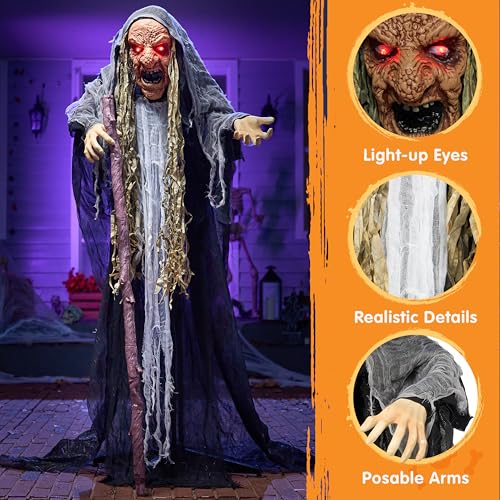 JOYIN 65" Halloween Animatronics Ghost Decor with Sound for Outdoor T10357