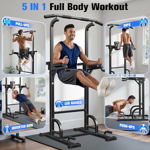 Sportsroyals Pull Up Bar Dip Station Power Tower Home Gym Strength Training Equipment R739989