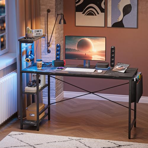 Bestier Gaming Desk with LED Lights, 51.3 Inch Computer Desk Q970