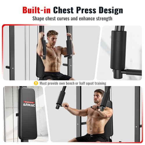 ARMAC Smith Machine Multi-Functional Power Cage for Home Gym with LAT Pull-Down W77327