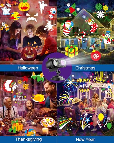JACKYLED Halloween Christmas Projector Light, Outdoor 2-in-1 with Remote, IP65 Waterproof E20896
