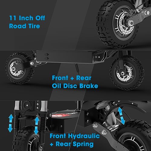 Electric Scooter for Adults, 60V 38.4Ah, Dual Motor, 50 MPH, 11" All-Terrain Tires, Foldable E55280